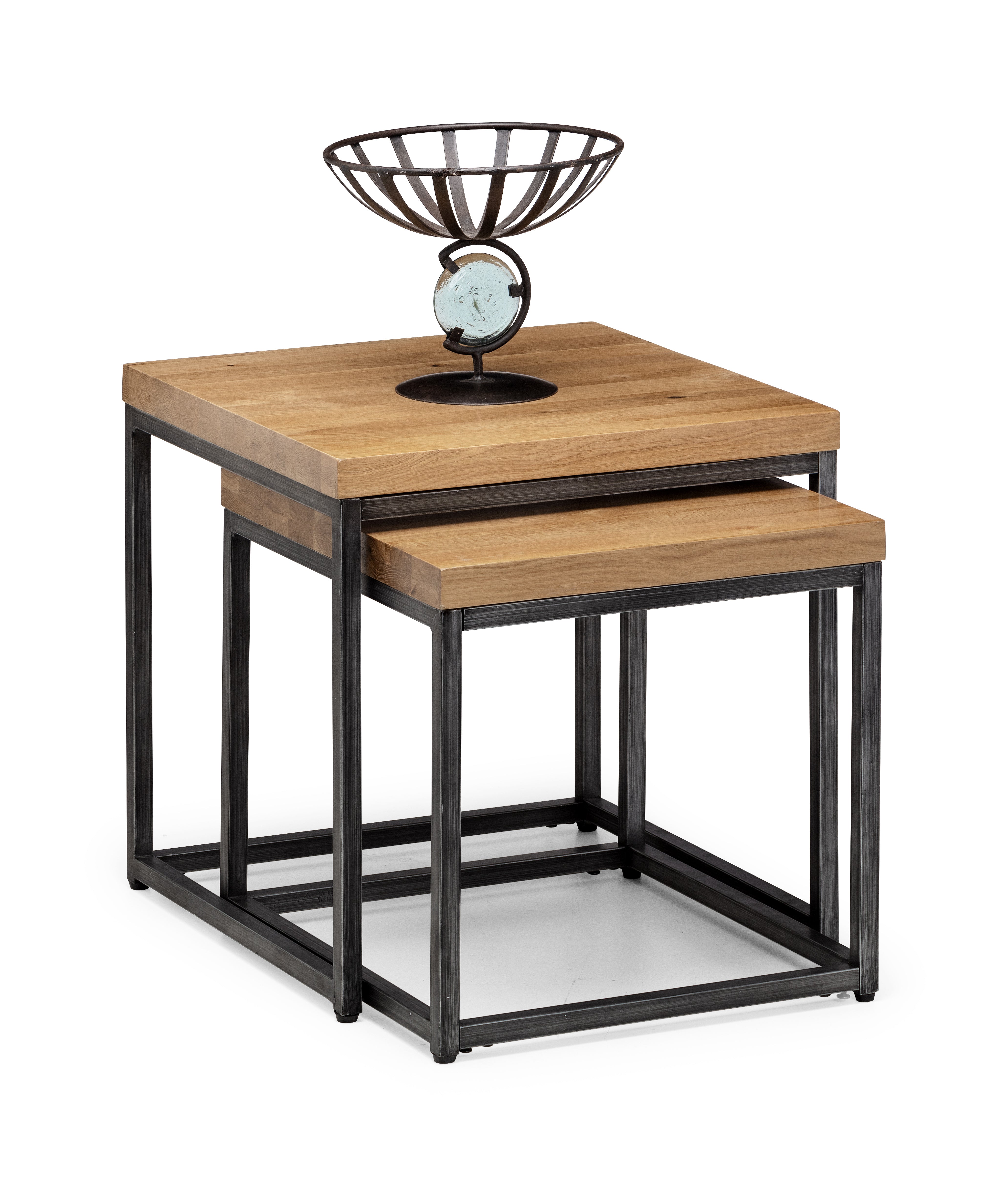 Alberta Natural Oak Wood Nesting Side Tables